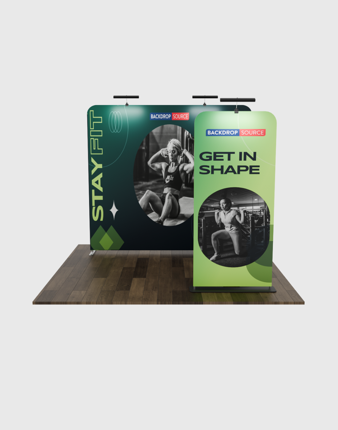 EZ Exhibit Essentials: 3m x 3m Booth Kit with Backwall and Banner Stand