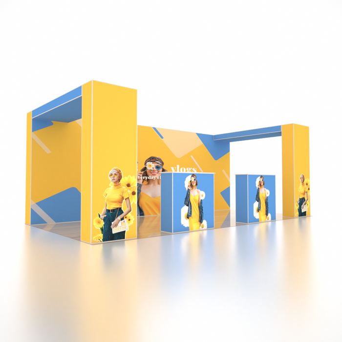 6x3m SEG Popup Booth with Twin L-Arch Walls & 2 Counters