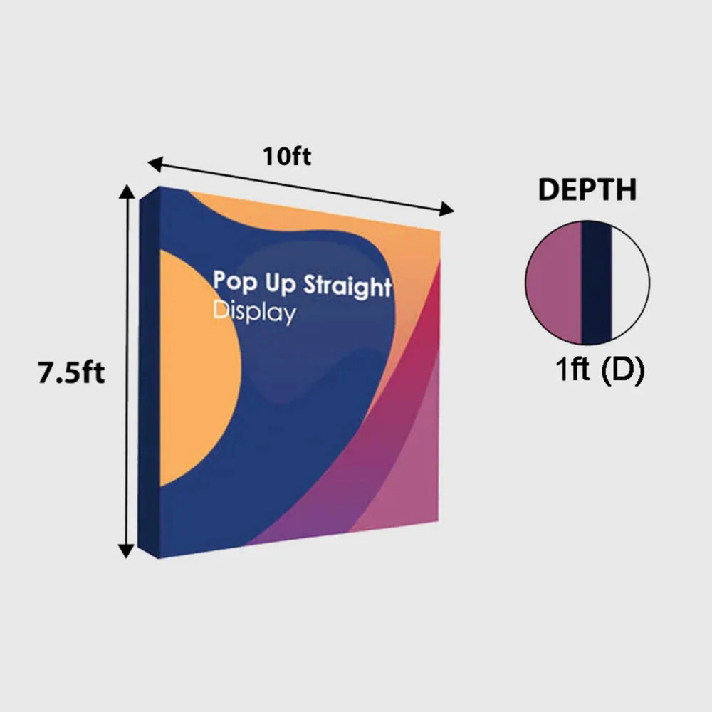 3x3m Straight Popup Booth Kit with Counter & LED Lights