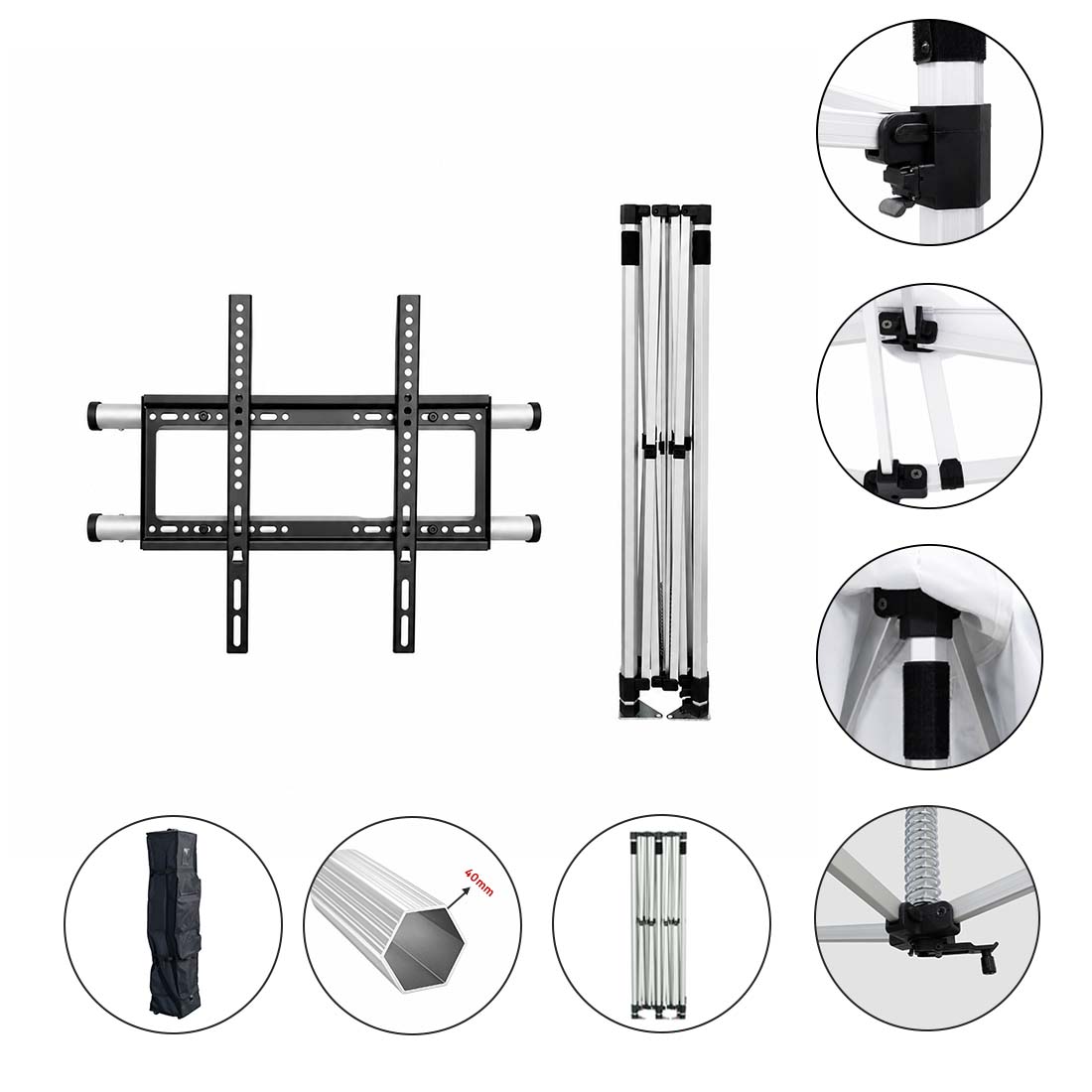 3m x 3m Canopy Kit with Shelving & TV Mounts