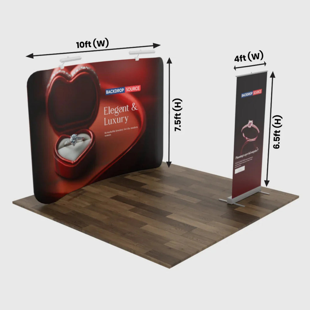 3x3m Trade Show Booth Kit with Backwall & Roll-Up Banner Stand