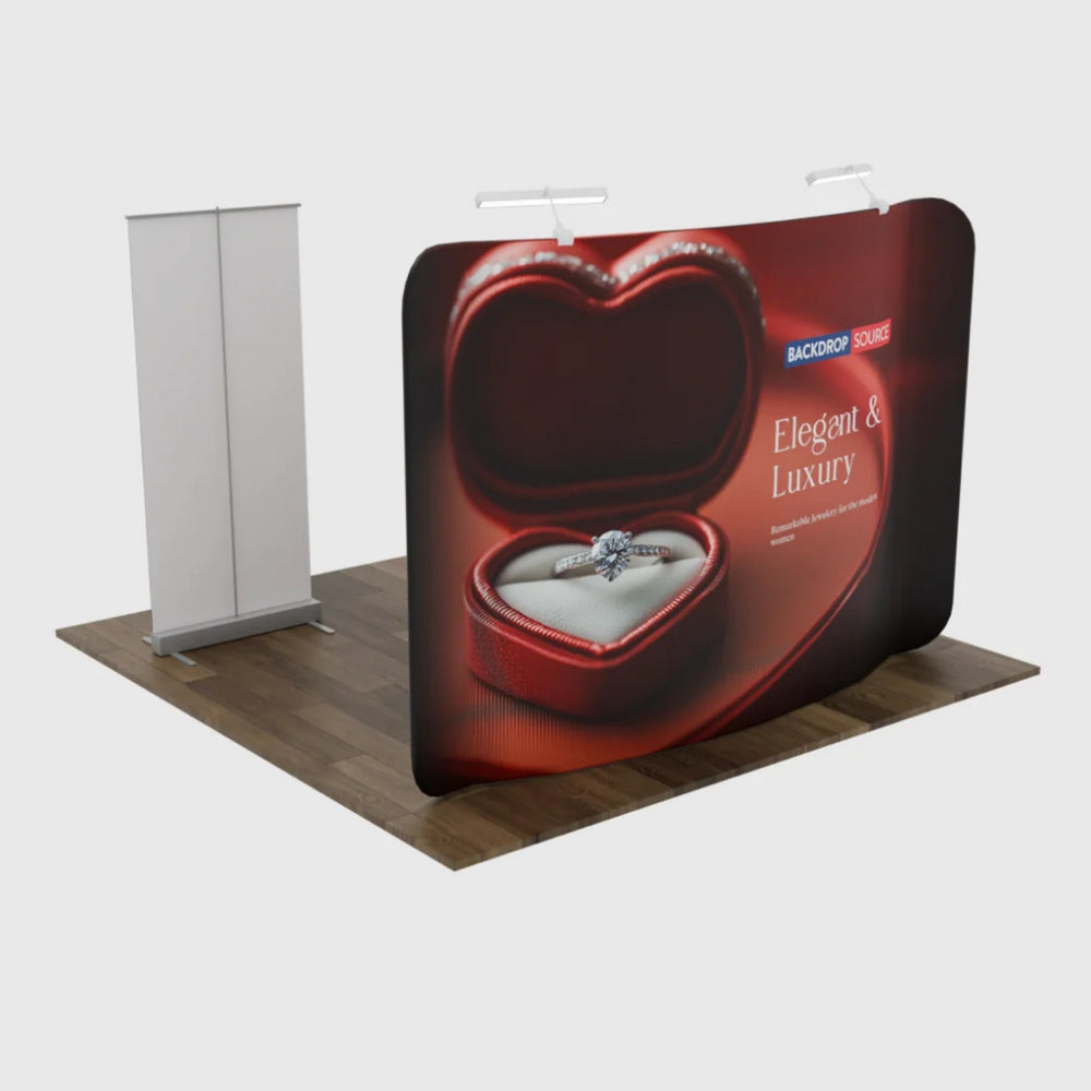 3x3m Trade Show Booth Kit with Backwall & Roll-Up Banner Stand