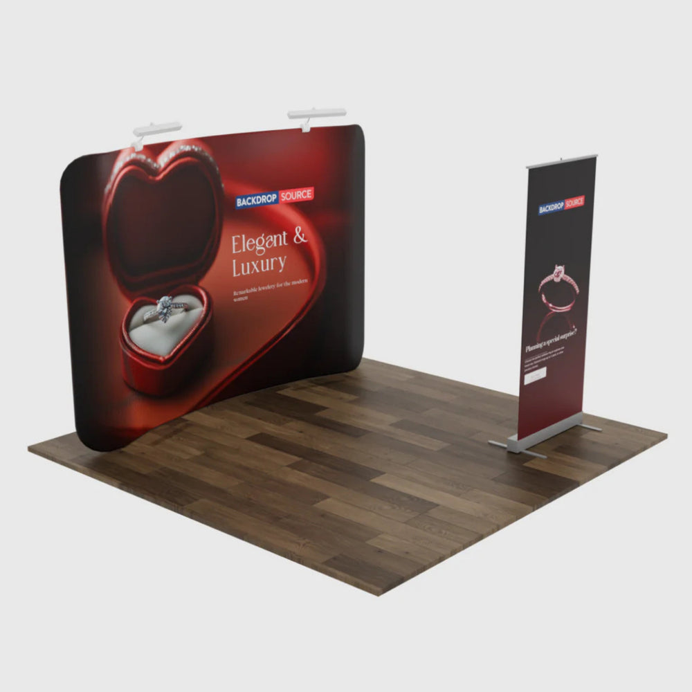 3x3m Trade Show Booth Kit with Backwall & Roll-Up Banner Stand