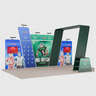 6x3m Booth Kit with Overlap Walls, Shelf Arch & 2 TV Mounts