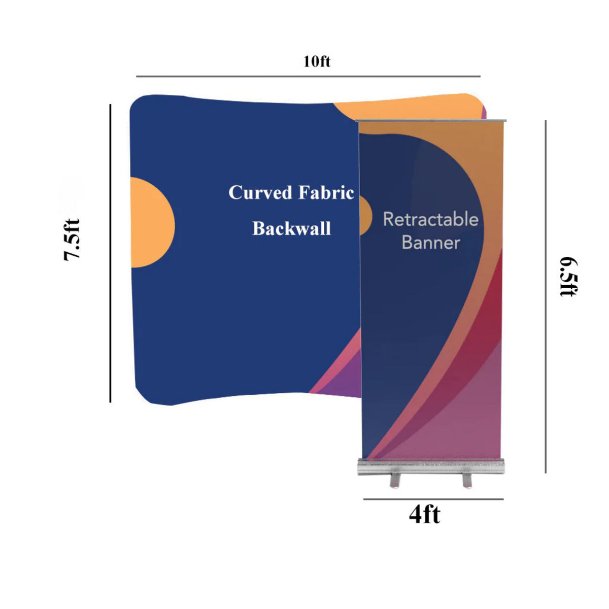 3x3m Trade Show Booth Kit with Backwall & Roll-Up Banner Stand
