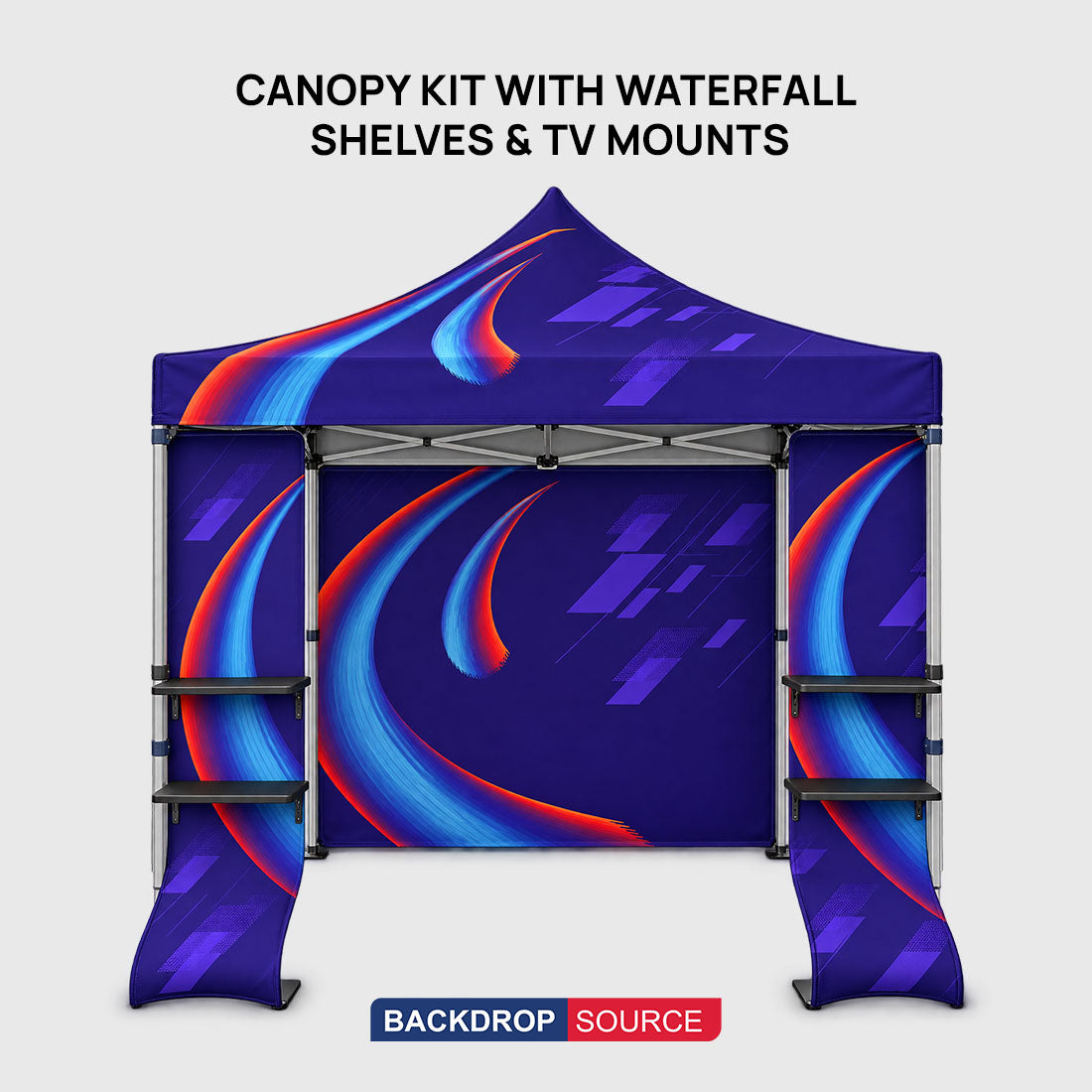 3m x 3m Canopy Kit with Waterfall Shelves & TV Mounts