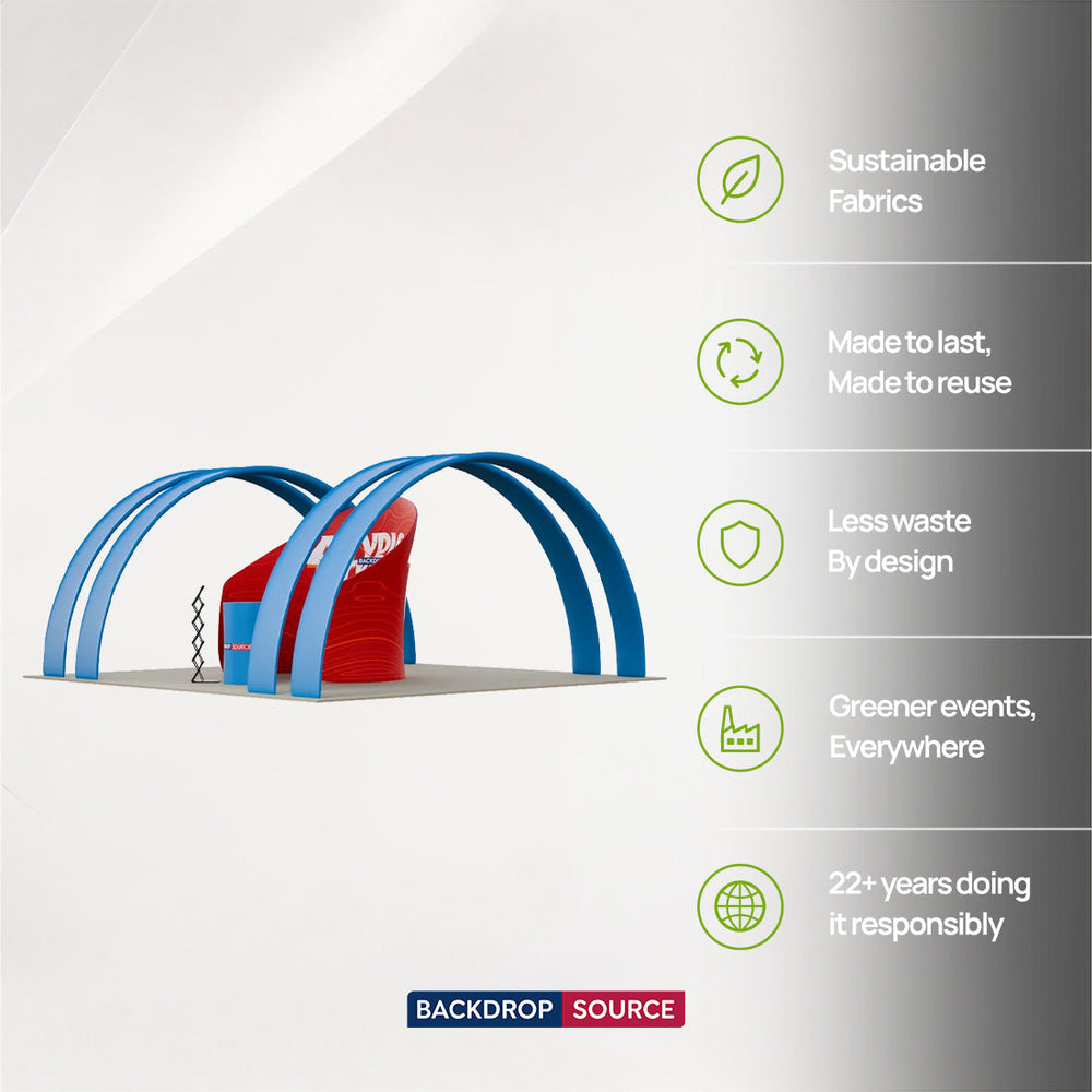 6x3m Booth Kit with Enclosed Meeting Pod & 4 Round Arches