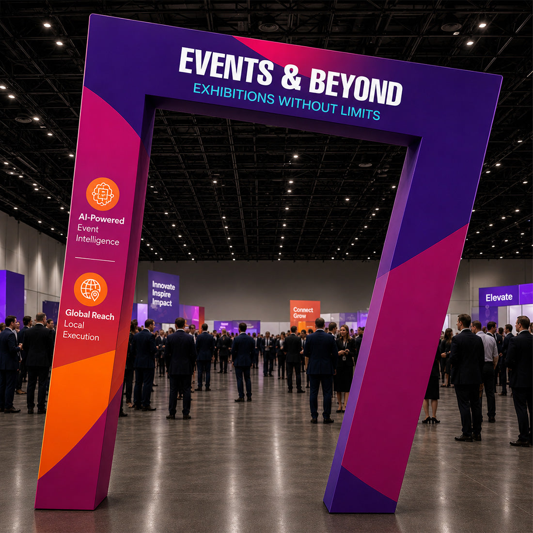 3D Slanted Arch Display Wall
