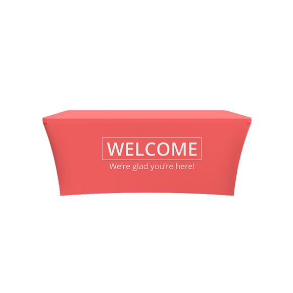 We're Glad You're Here Stretched Tablecloth Cover - Backdropsource