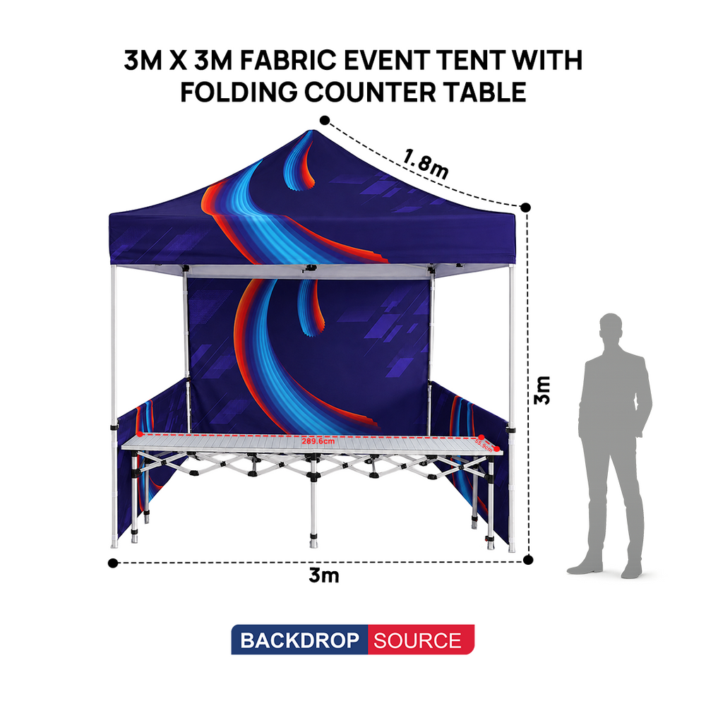 3m x 3m Custom Event Tent with Folding Counter Table