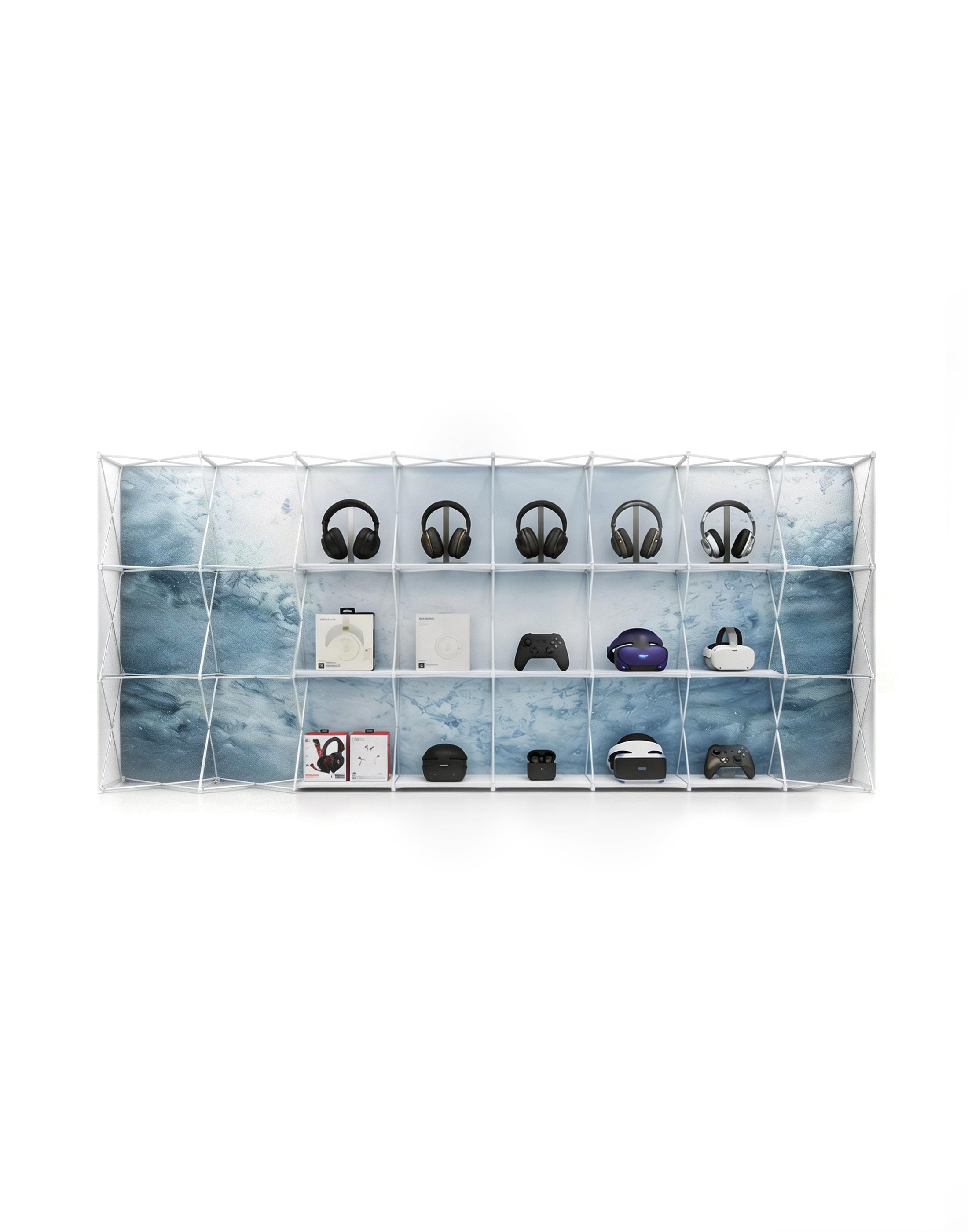 Portable Straight Pop-Up Wall with Shelves