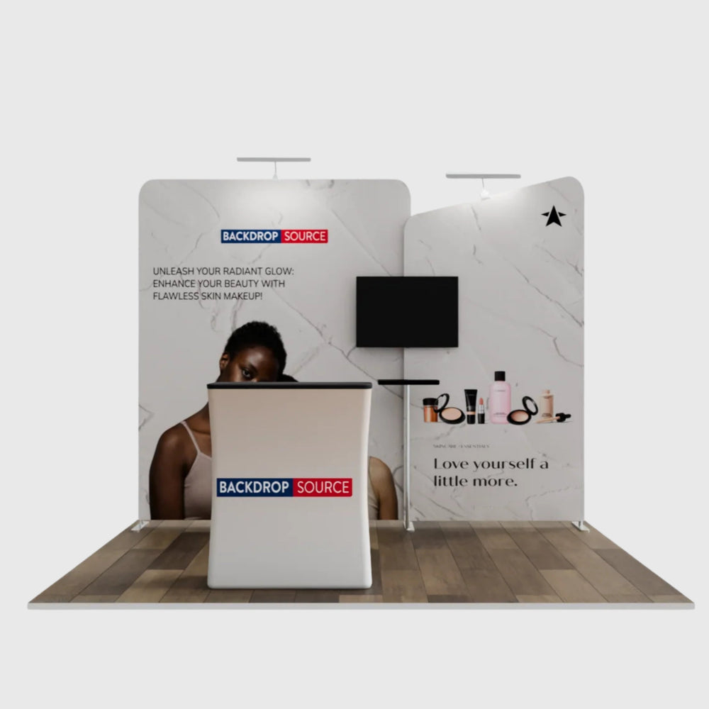 3x3m Booth Kit with Wide Straight Wall & Inclined Side Panel