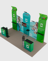 3x6m Booth Kit with Inclined Walls, 3D Shelf Stands & 2 Counters