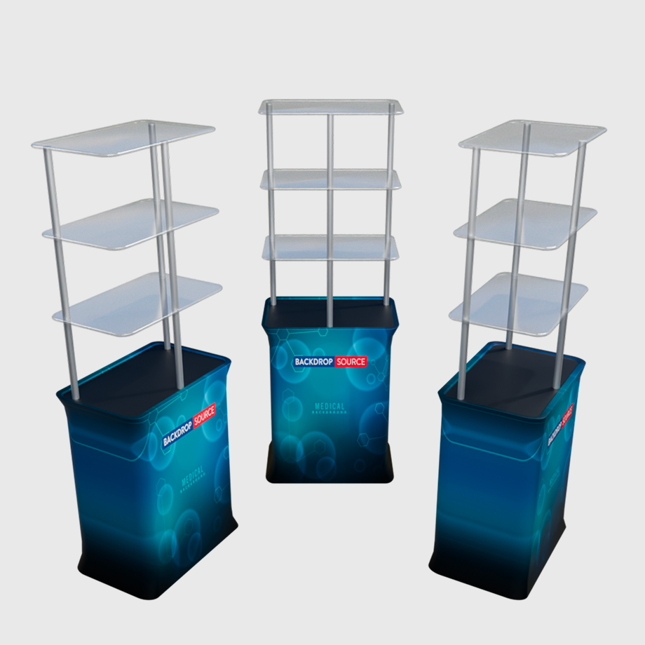 Retangular Retail Display Rectangular Counter Display with Triple Shelves – Backdropsource UAE