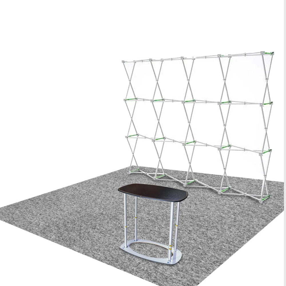 3x3m Straight Popup Booth Kit with Counter & LED Lights