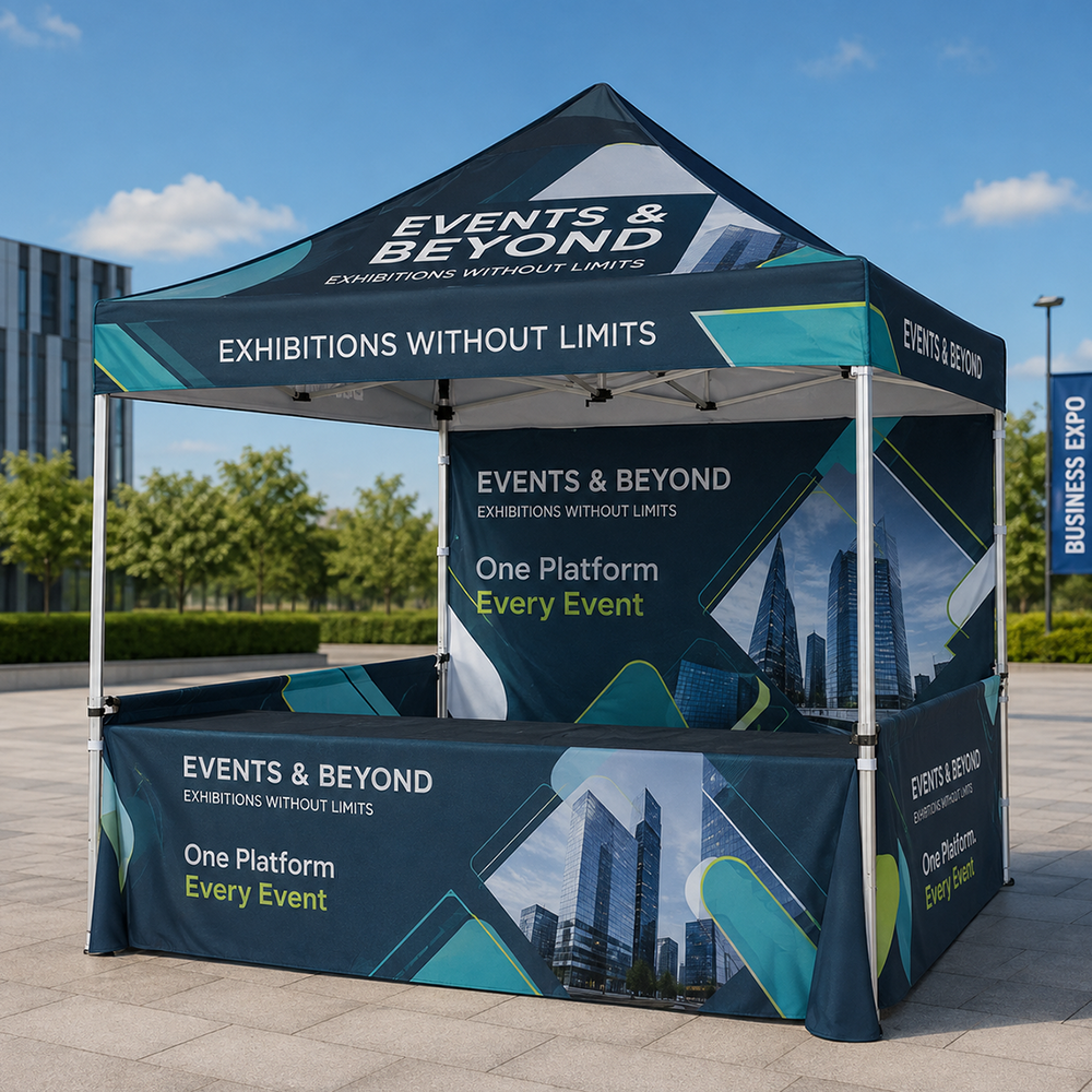 3m x 3m Custom Event Tent with Folding Counter Table