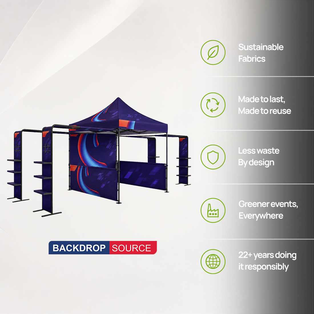 3m x 3m Canopy Kit with L-Shaped Wings & 4 TV Displays