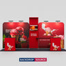 3x6m Booth Kit with 4.9m Backwall, Curved TV Wall & 2 Counters
