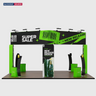 6x6m Island Booth with 3D Wall Boxes, 4 Counters & iPad Stands