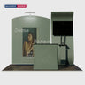 3x3m Booth Kit with S-Curve Wall & Sloped Arch, Counter & TV