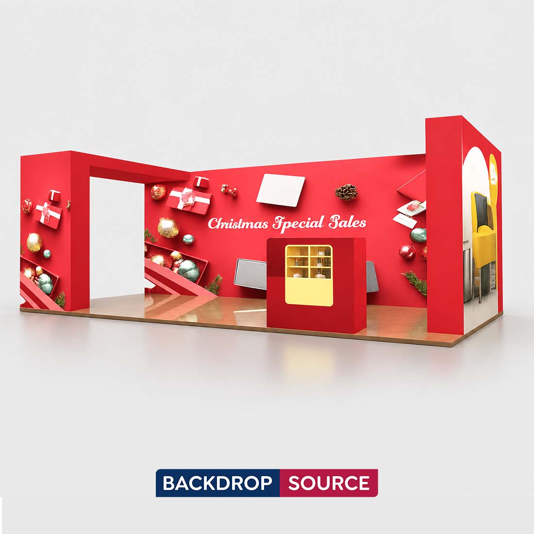 3x6m 3D Media Wall Booth Kit with L-Shape Corner & Counter
