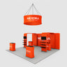 6x6m Booth Kit with 6m 3D Backdrop, TV Shelving & 4 Counters