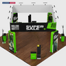 6x6m Island Booth with 3D Wall Boxes, 4 Counters & iPad Stands