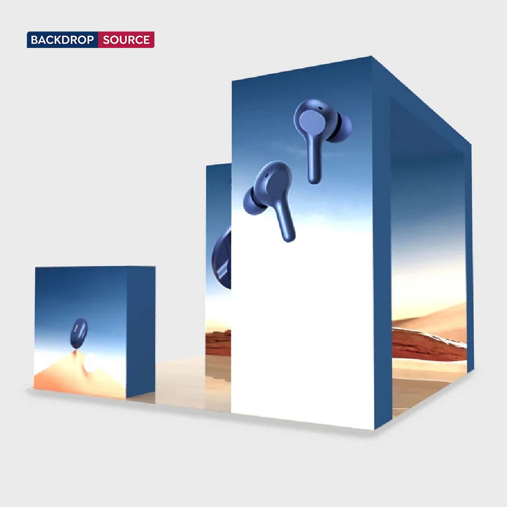 3x3m 3D Media Wall Booth Kit with L-Shape Corner & Counter