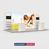 3x6m Backlit SEG Booth Kit with 4m Lightbox & TV Shelf Stands