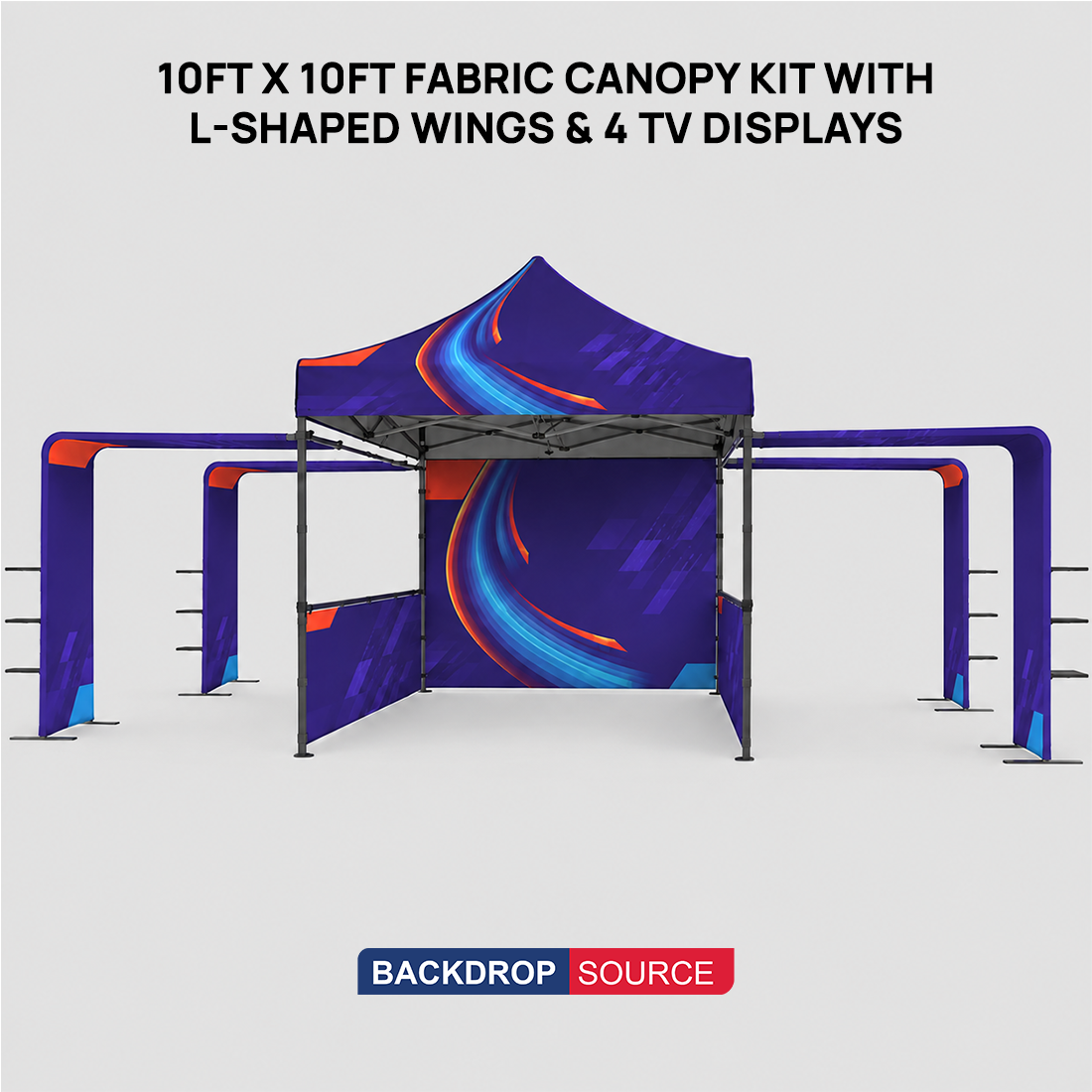 3m x 3m Canopy Kit with L-Shaped Wings & 4 TV Displays