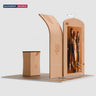 3x3m Booth Kit with Curved Wall & Sloped Arch, Counter & TV