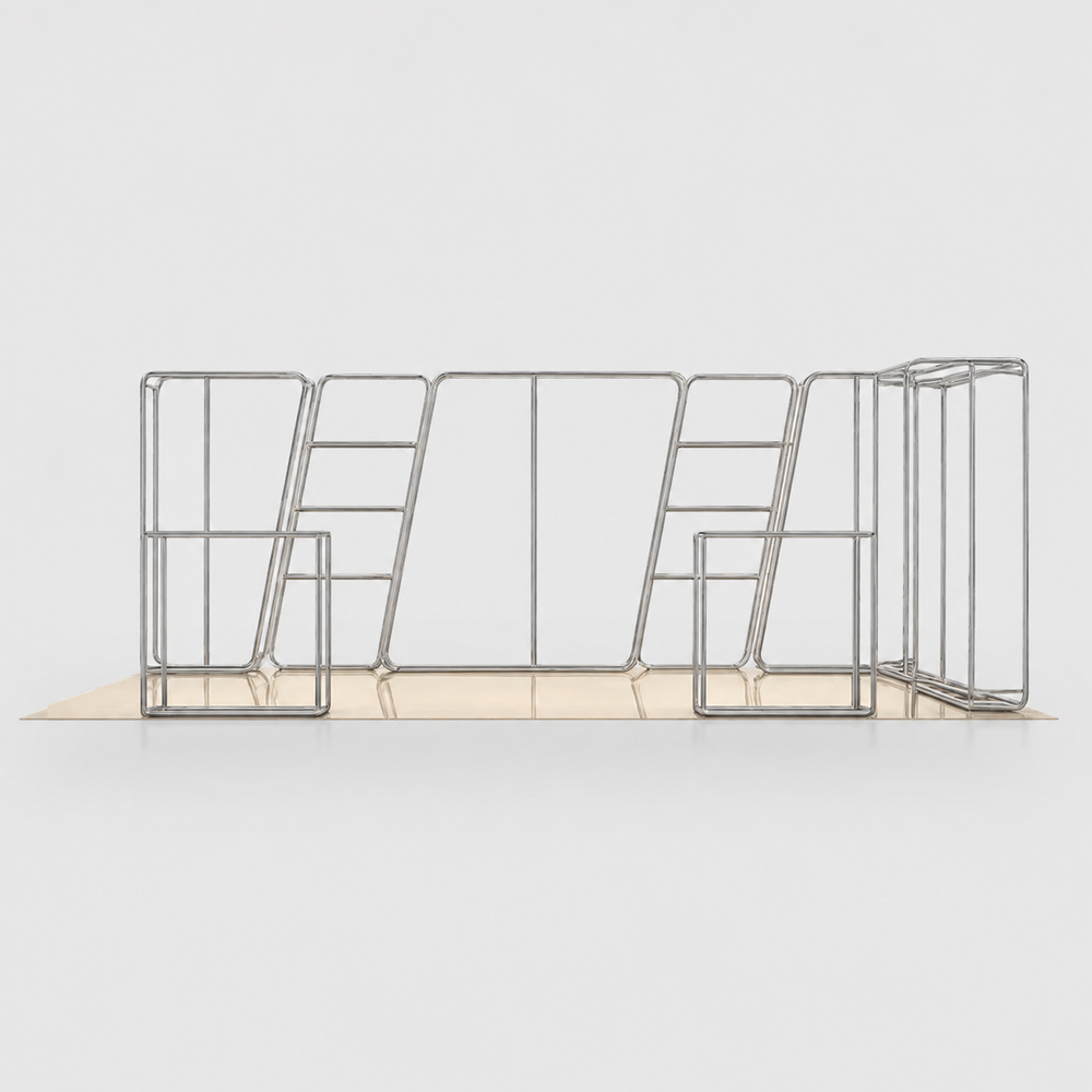 3x6m 3D Trapezoid Wall Booth Kit with Shelving & 2 Counters