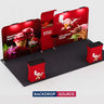 3x6m Booth Kit with 4.9m Backwall, Curved TV Wall & 2 Counters