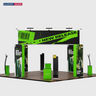 6x6m Island Booth with 3D Wall Boxes, 4 Counters & iPad Stands