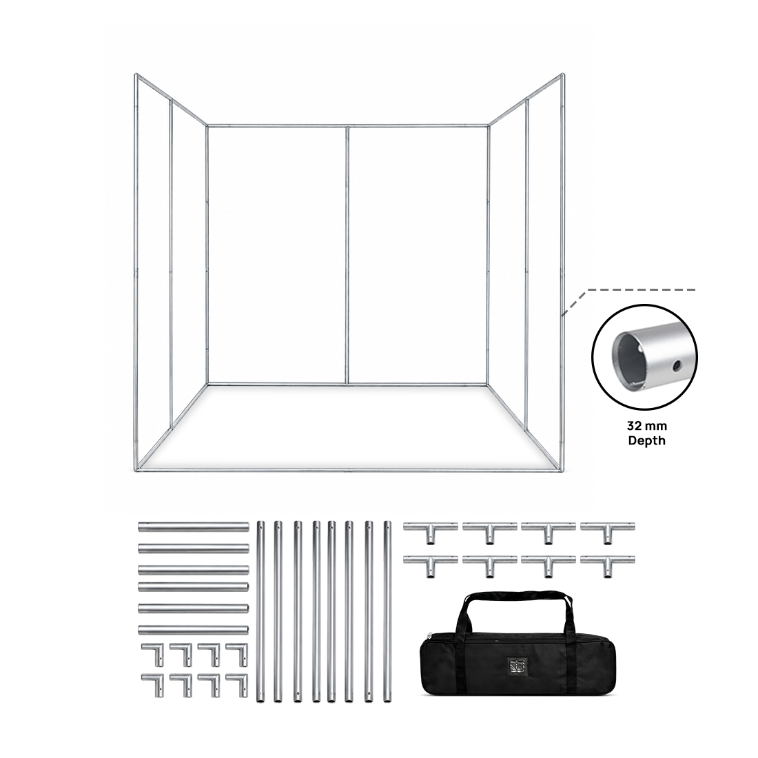 كشك معرض مطبوع على شكل حرف U (يغطي 3 جدران / جوانب)