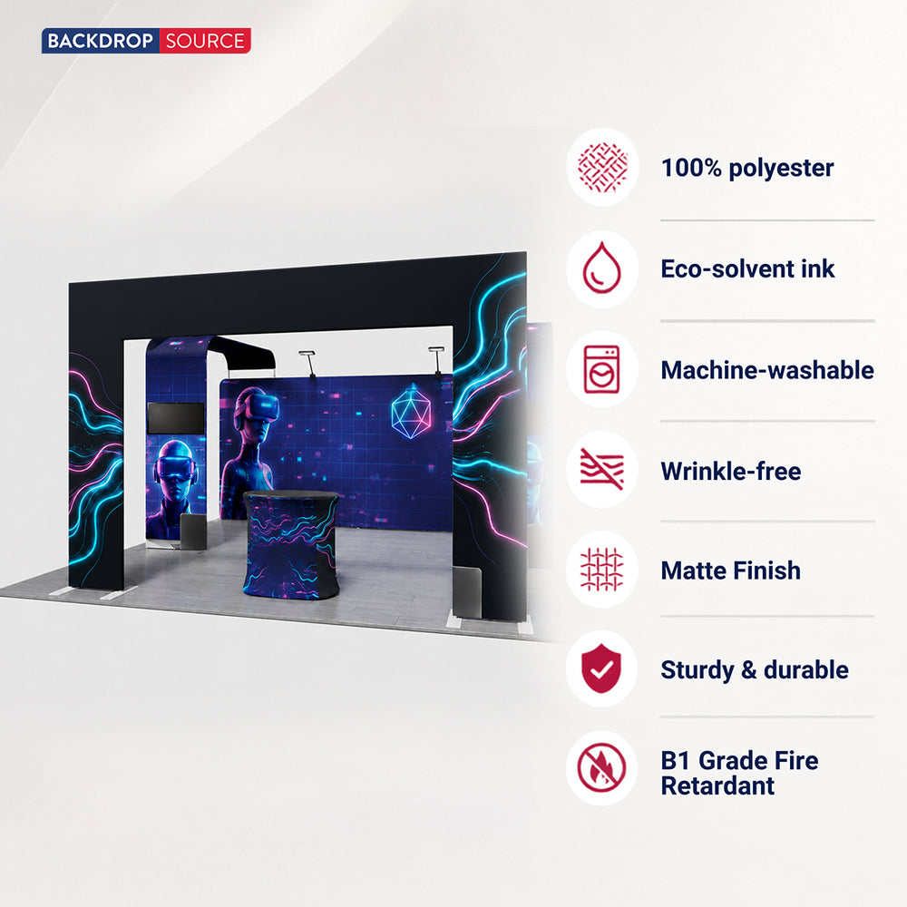6x6m Booth Kit with 6m Backdrop, Entry Arch & 2 TV Mounts