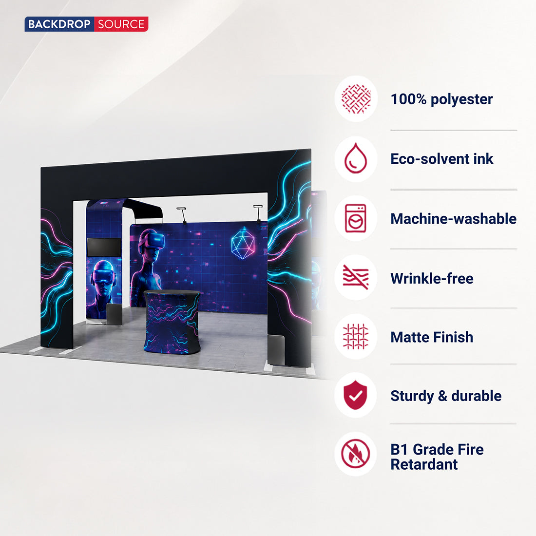 6x6m Booth Kit with 6m Backdrop, Entry Arch & 2 TV Mounts