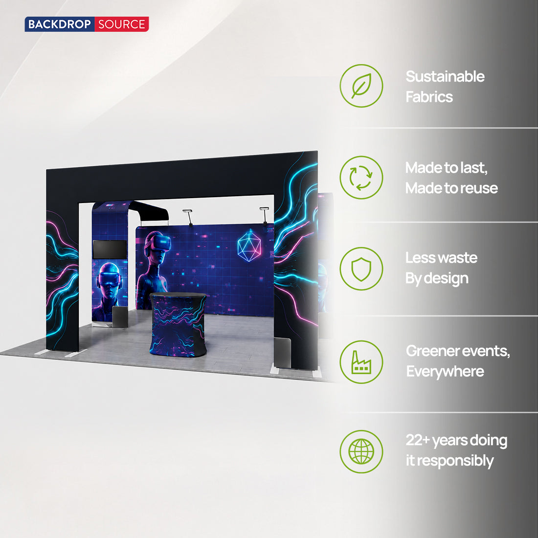 6x6m Booth Kit with 6m Backdrop, Entry Arch & 2 TV Mounts