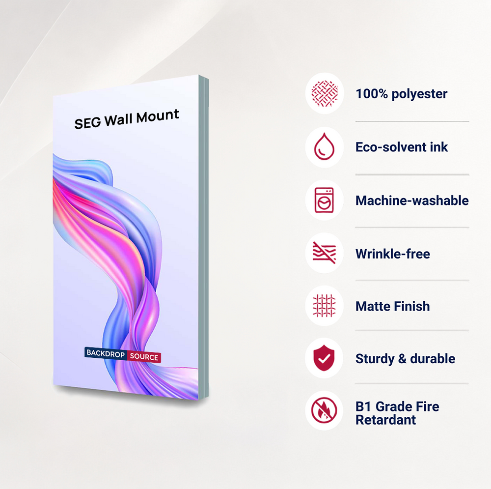 Non-Backlit Wall-Mounted SEG Fabric display - 20mm Depth