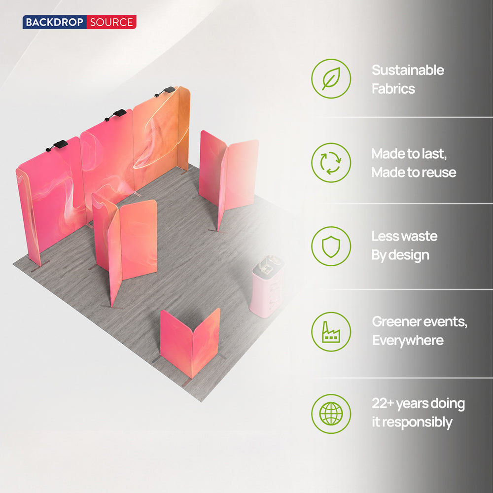 6x6m Magnetic Booth Kit with Y-Shape Walls & Reception Counter