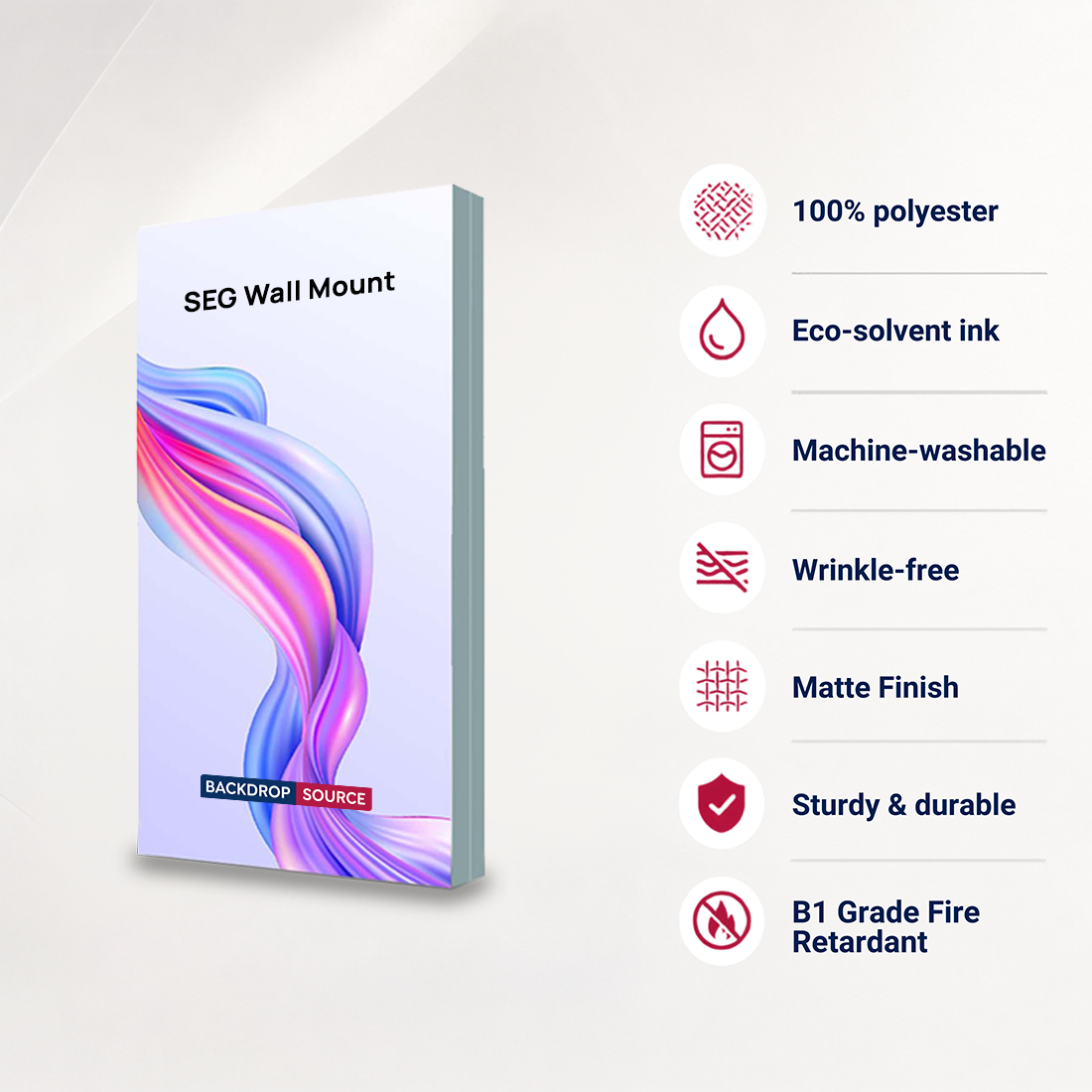 Non-Backlit Wall-Mounted SEG Fabric display - 61mm Depth