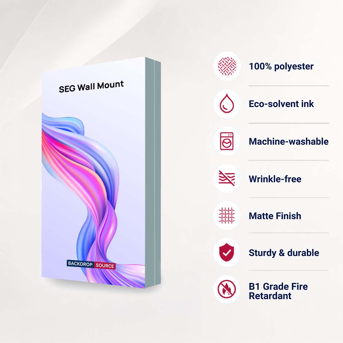 Non-Backlit Wall-Mounted SEG Fabric display - 102mm Depth