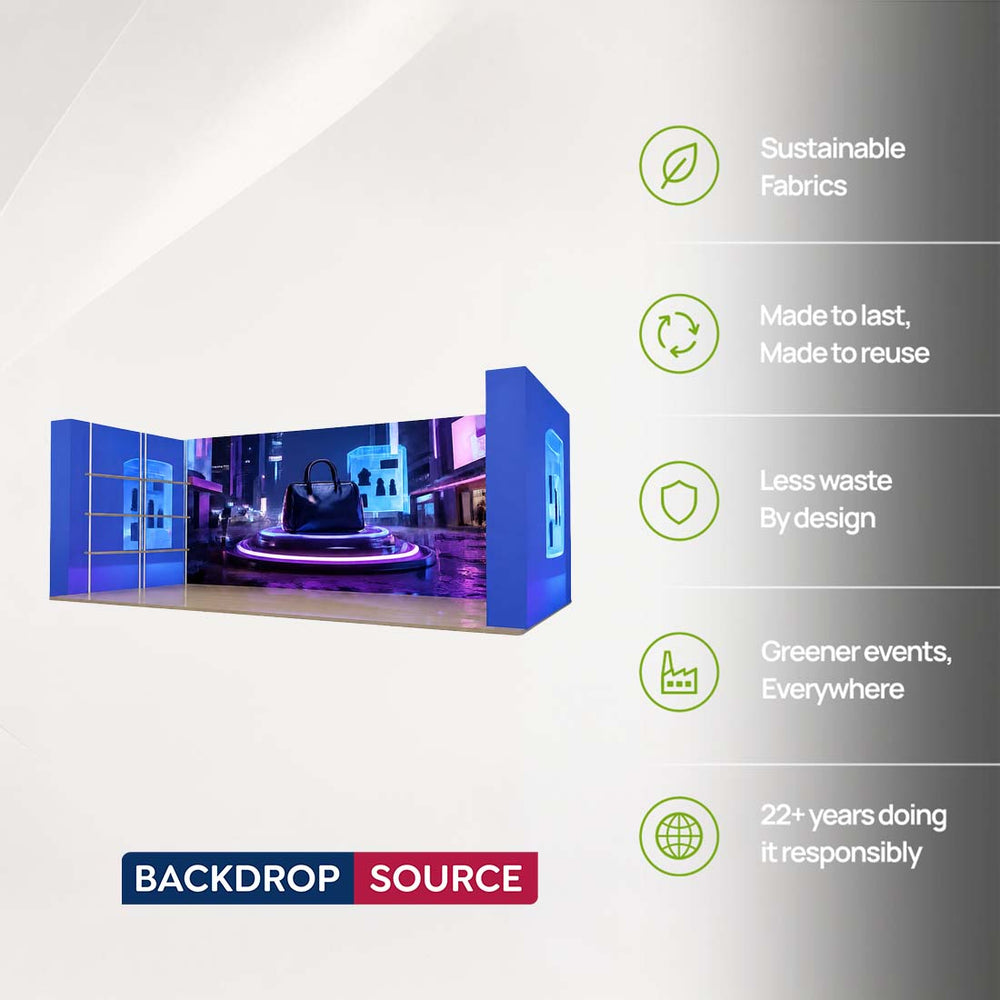 3x6m 3D Media Wall Booth Kit with 12 Display Shelves