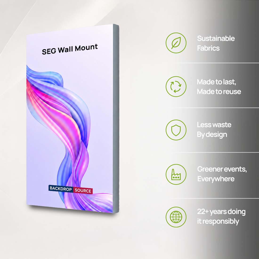 Non-Backlit Wall-Mounted SEG Fabric display - 119mm Depth