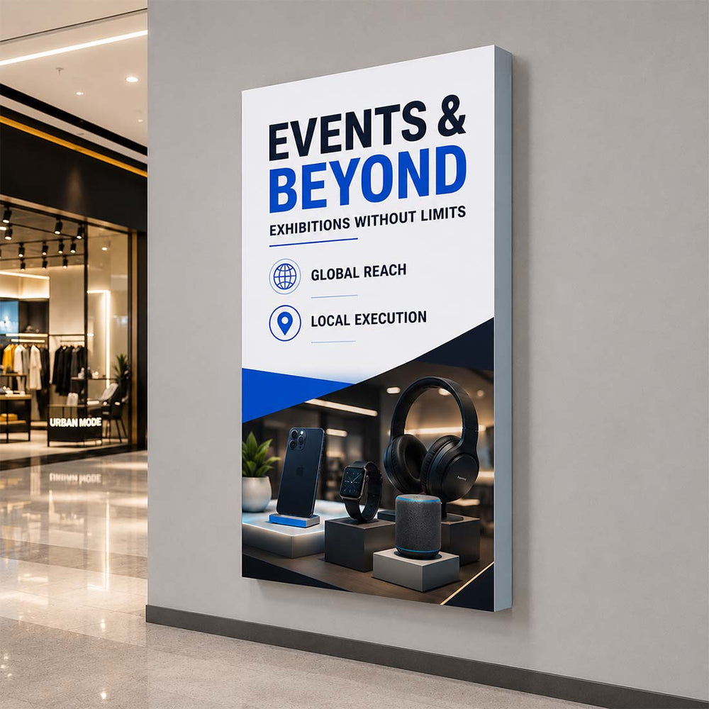 Non-Backlit Wall-Mounted SEG Fabric display - 119mm Depth