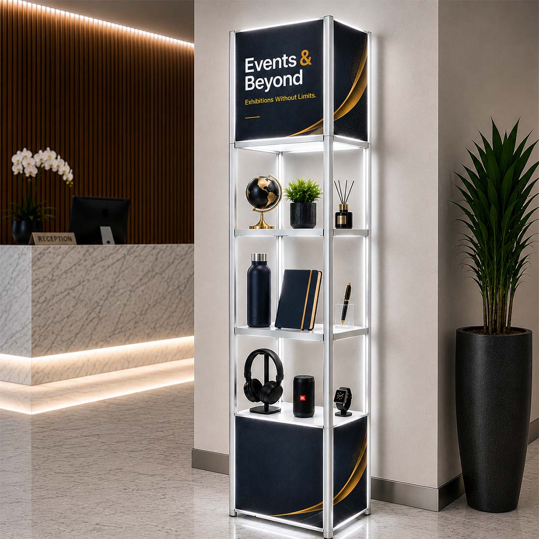 Square Portable Aluminum Spiral Tower Display