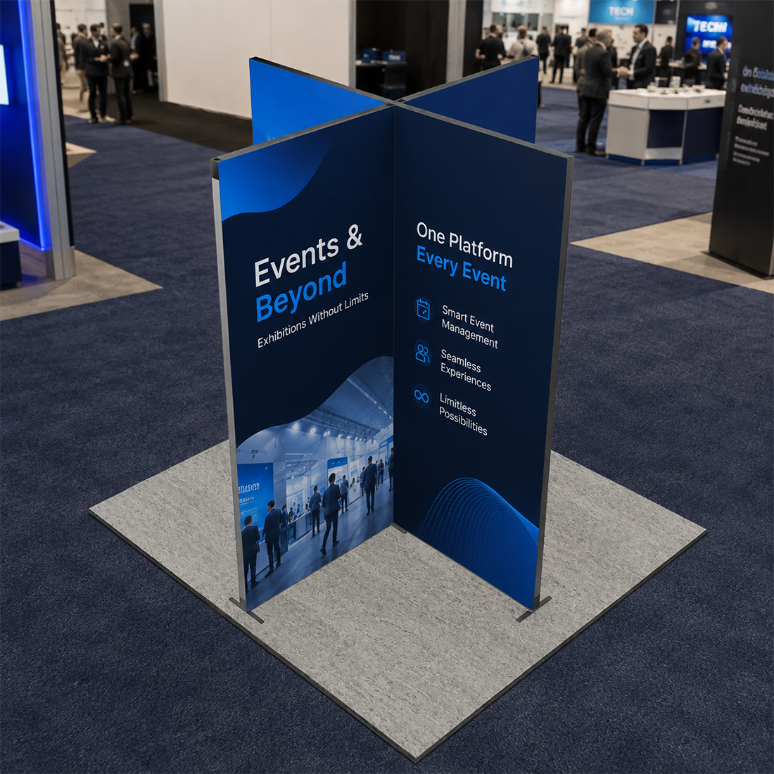 Folding SEG Display Tower with 4 Panels
