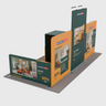 6x3m Booth Kit with Tension Walls, Shelving, Counter & iPad Stand