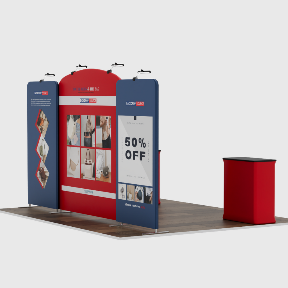 6x3m Booth Kit with Curved Centre Wall & Straight Side Walls