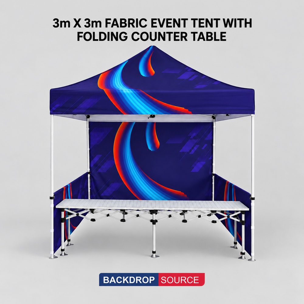 3m x 3m Custom Event Tent with Folding Counter Table
